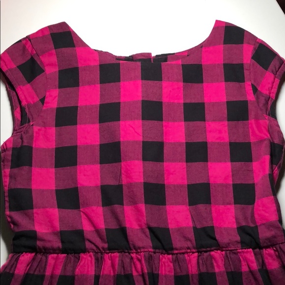 GAP Magenta & Black Plaid Short Sleeve Girls Dress - Picture 3 of 6